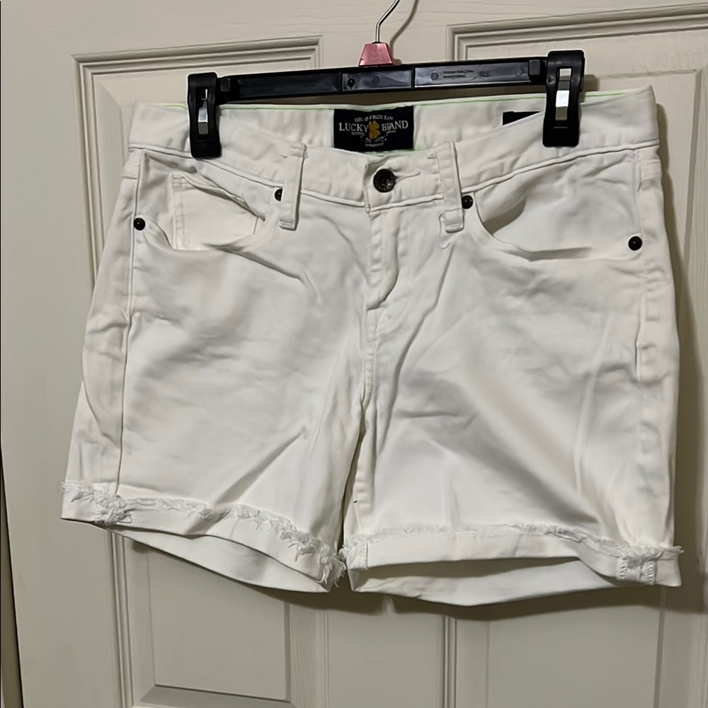 Lucky Brand White Jean Shorts Mid-Length Classic